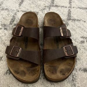 Barely worn men’s oiled leather Arizona Birkenstock Sandals size 46